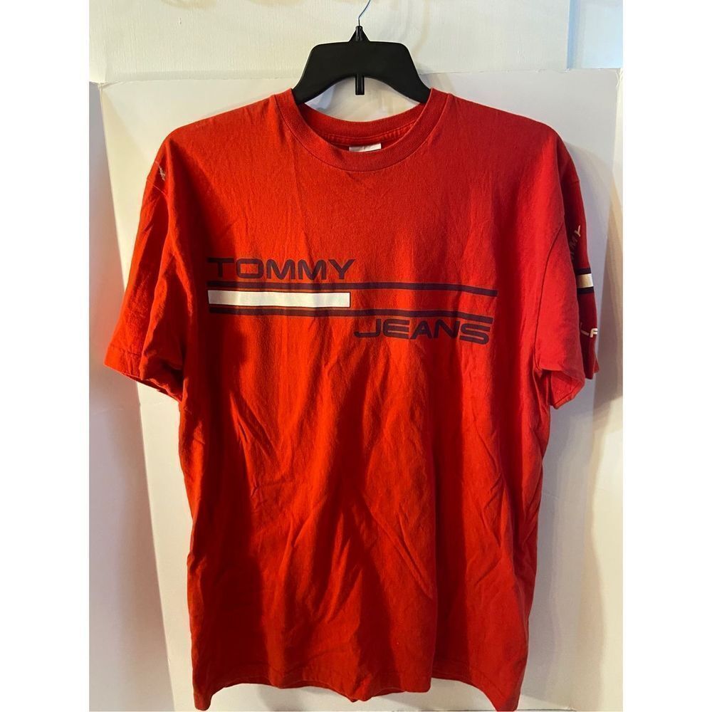 Tommy Jeans‎ 90? vintage tshirt red Spellout large rn#66476 L